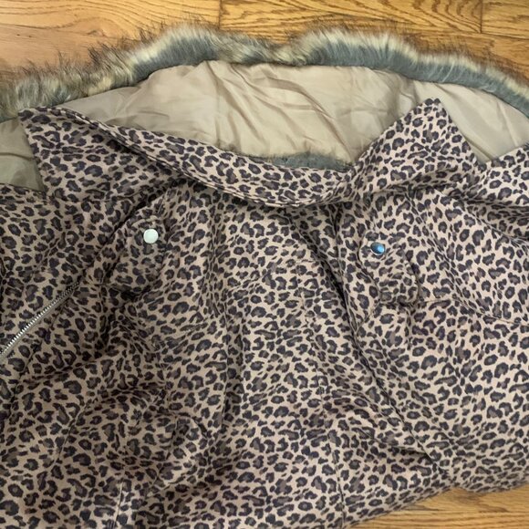 BELLIVERA Leopard Print Moto Jacket Faux Fur Collar Zip Detachable Collar Size S - Picture 6 of 8